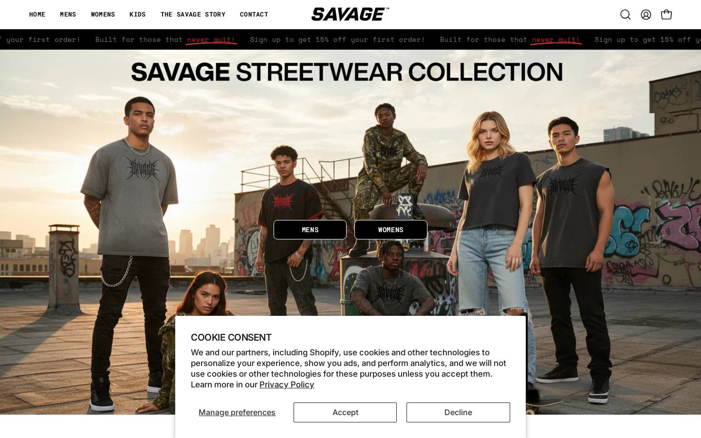 savageclothingcompany.com homepage screenshot