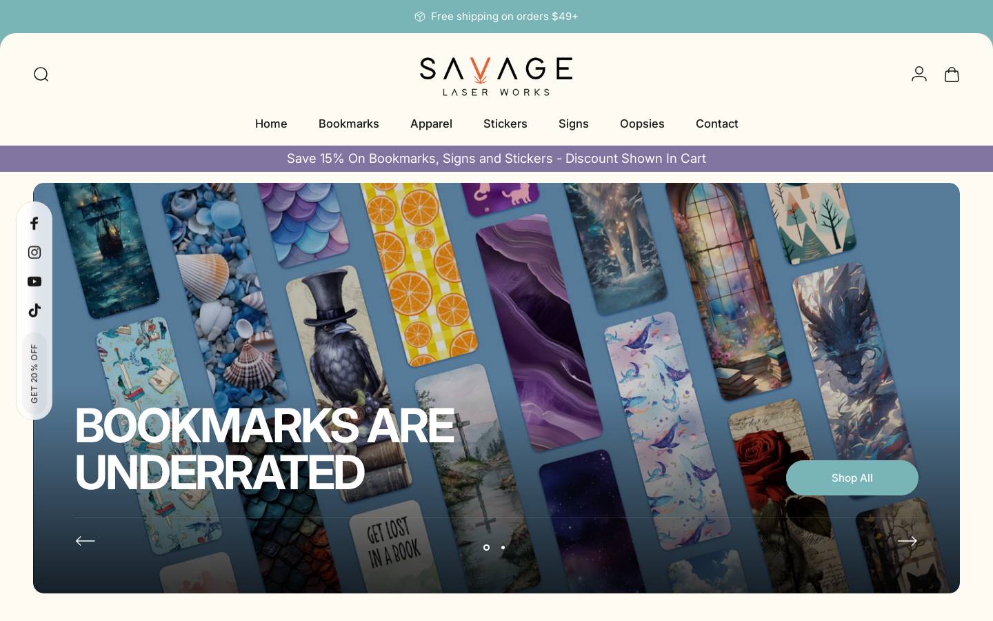 savagelaserworks.com homepage screenshot