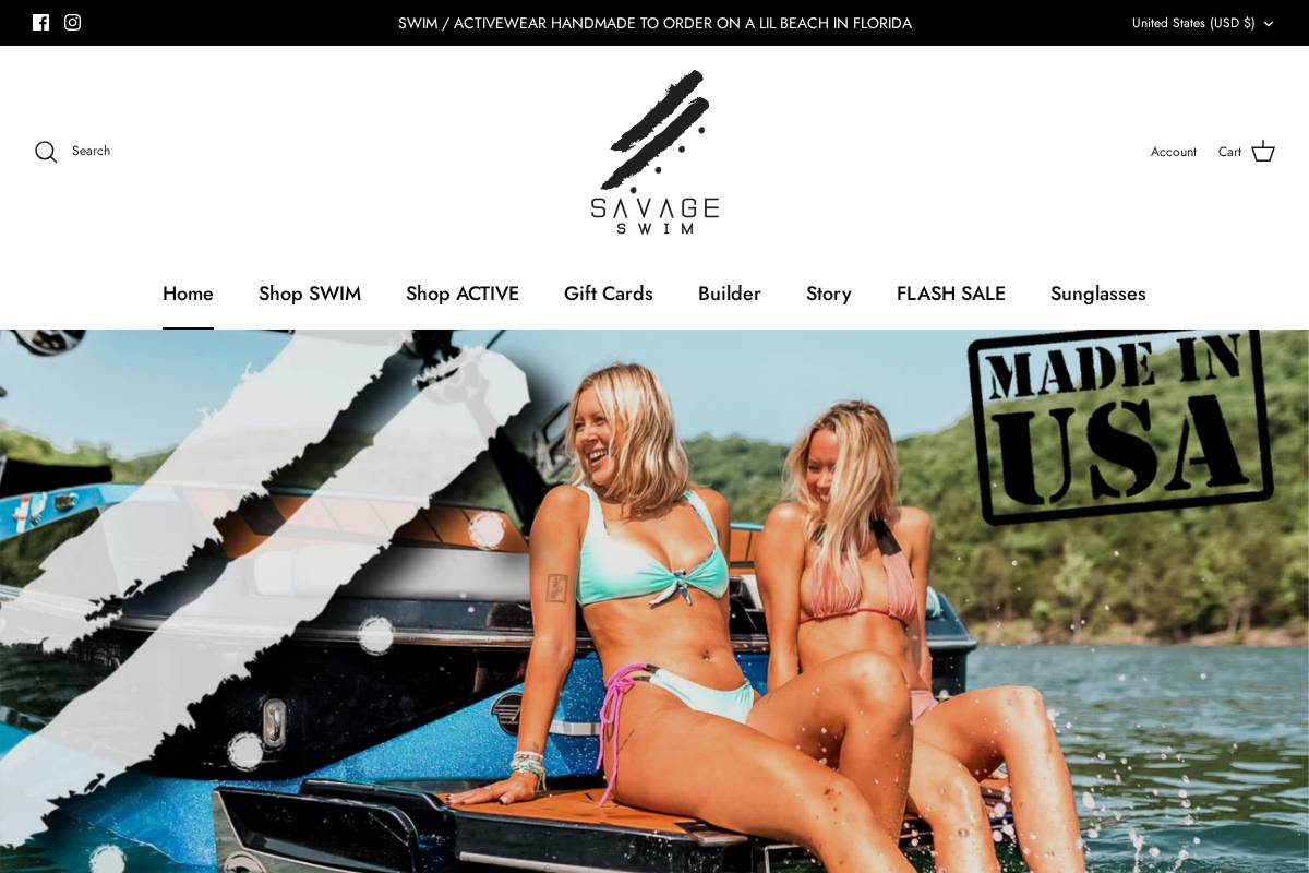 savageswim.com homepage screenshot