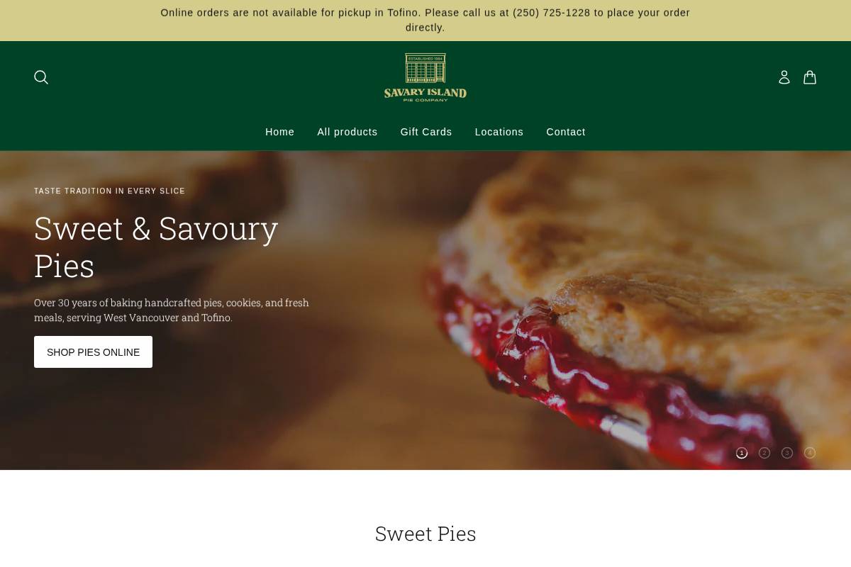 savaryislandpiecompany.ca homepage screenshot