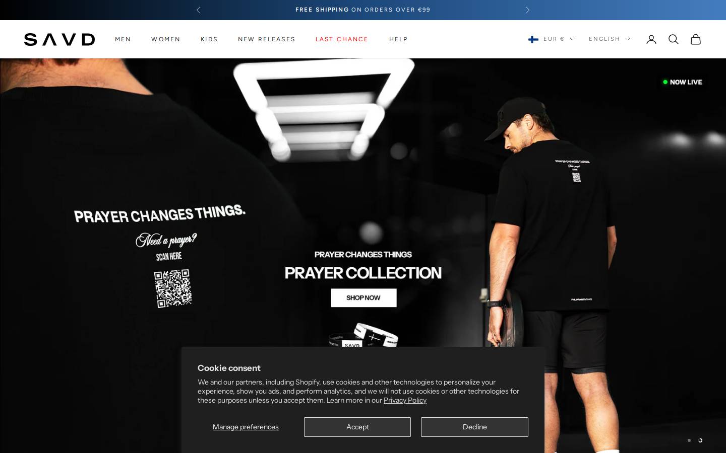 SAVD Clothing homepage screenshot