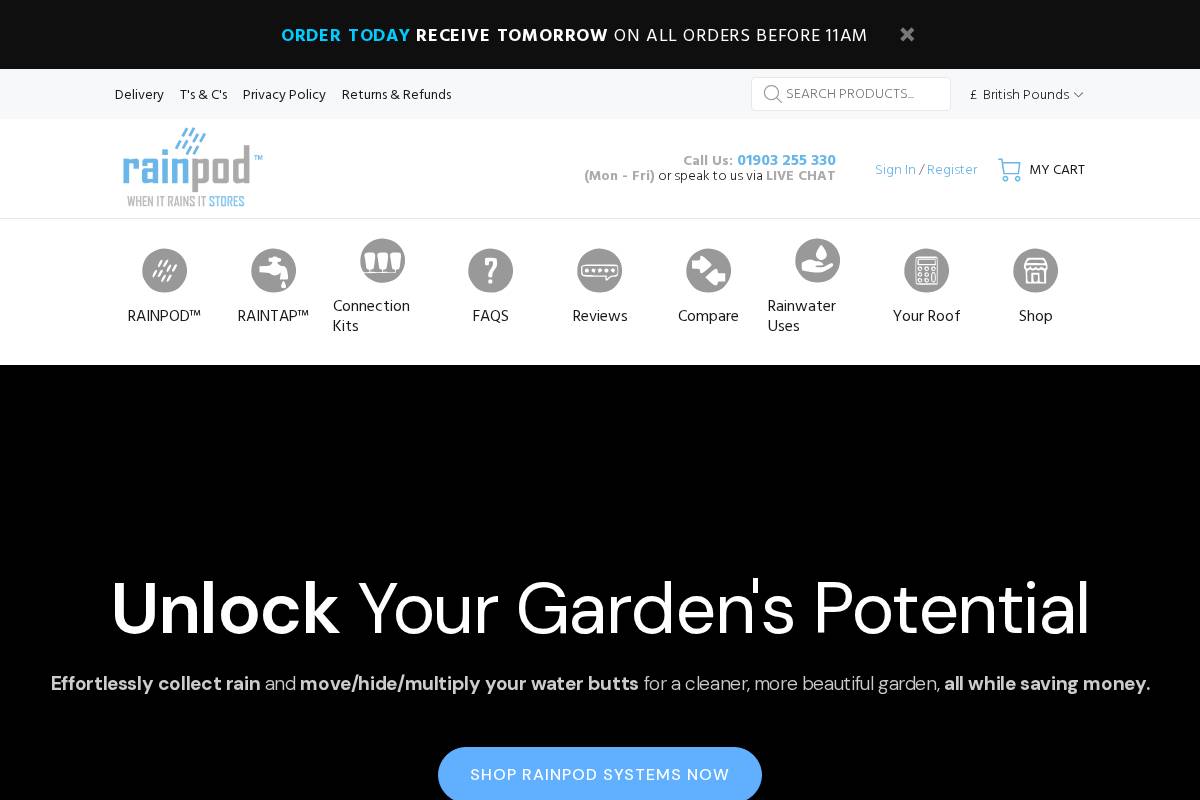RAINPOD™ - When it rains, it stores... homepage screenshot