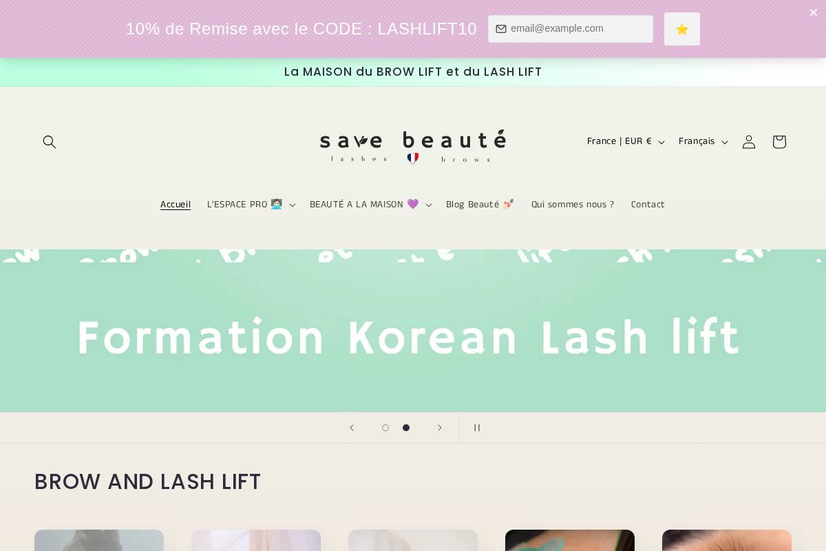 savebeautelashandbrow.com homepage screenshot