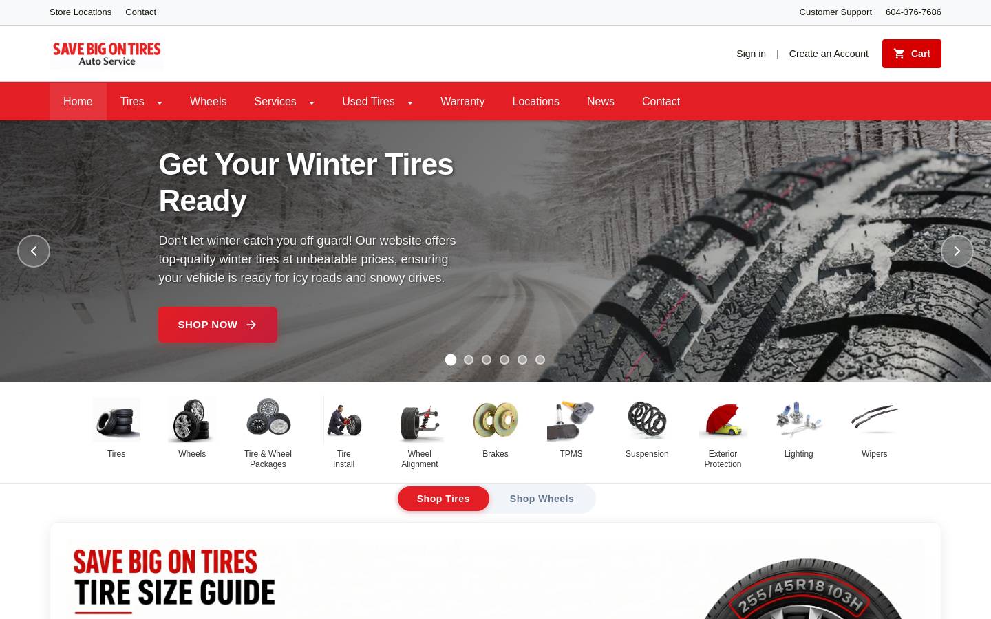 savebigontires.com homepage screenshot