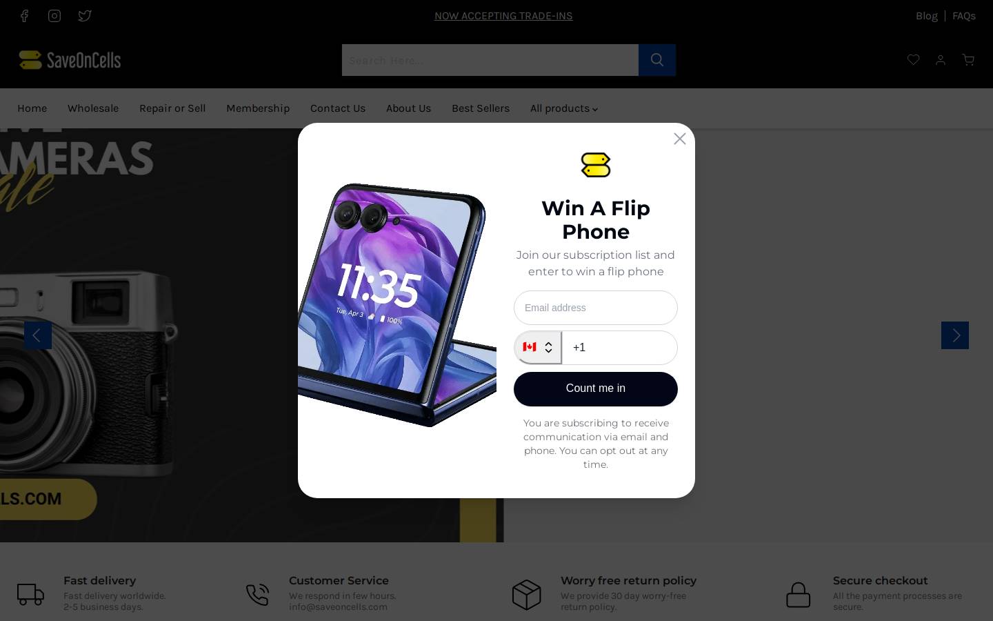 SaveOnCells homepage screenshot