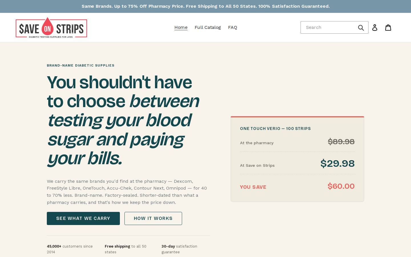 Saveonstrips homepage screenshot