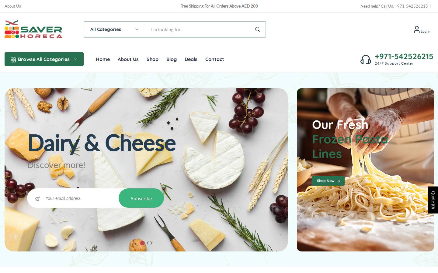 saverhoreca.com homepage screenshot