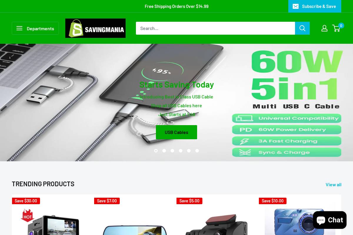 savingmania.com homepage screenshot