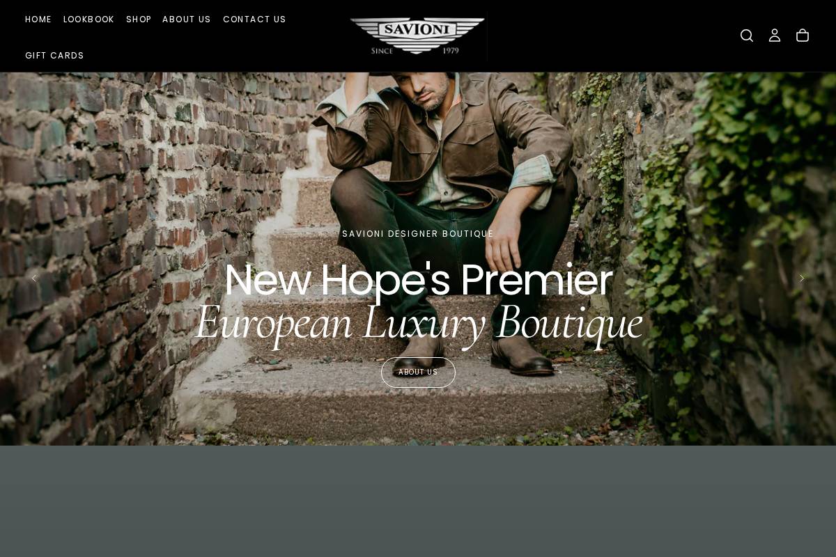 savionidesignerboutique.com homepage screenshot