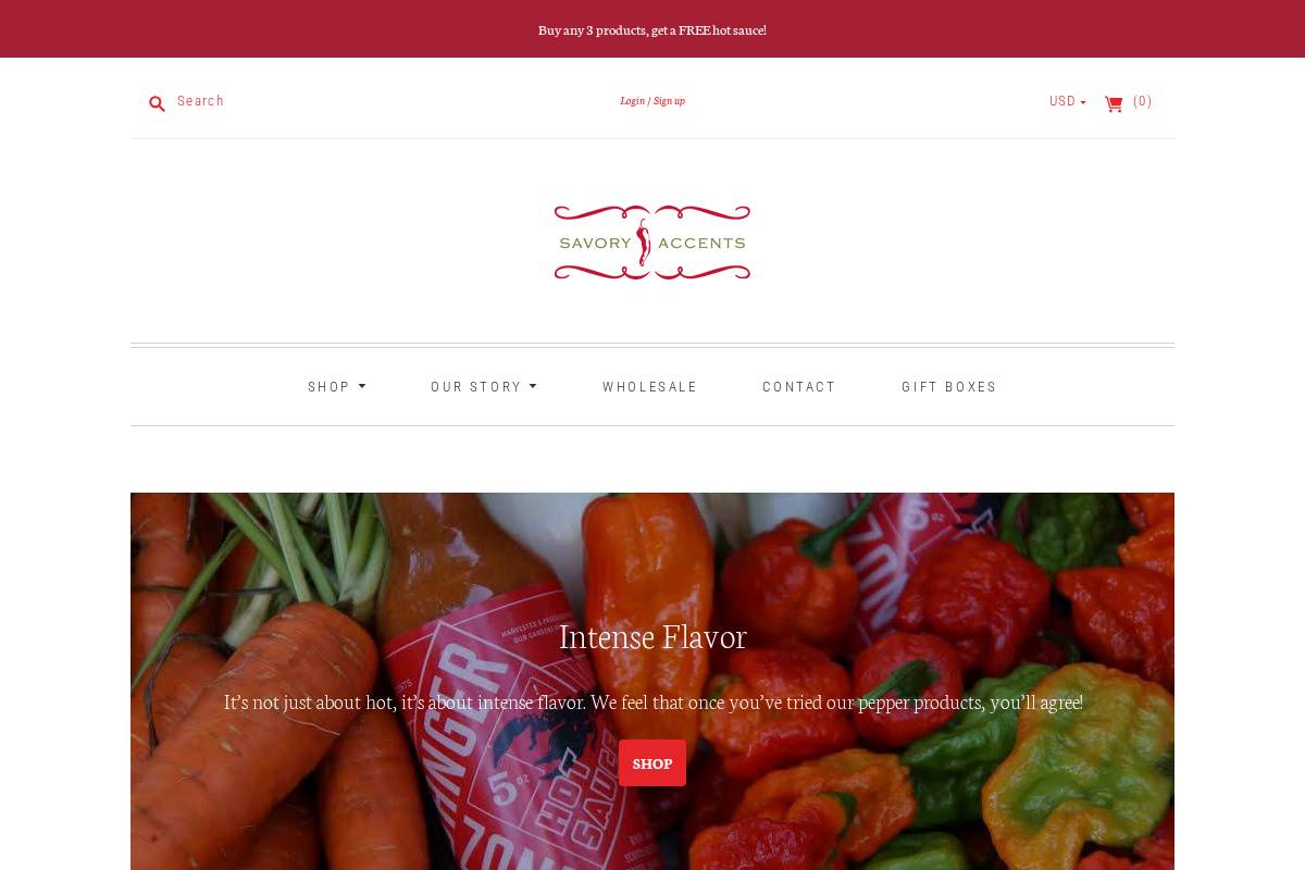 savoryaccents.com homepage screenshot