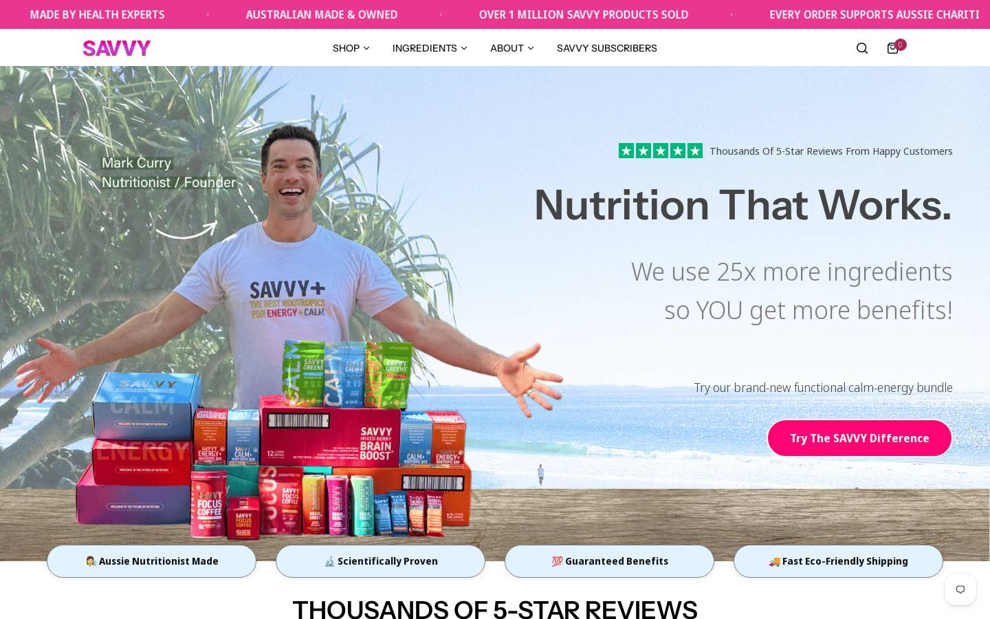 SAVVY BEVERAGE homepage screenshot