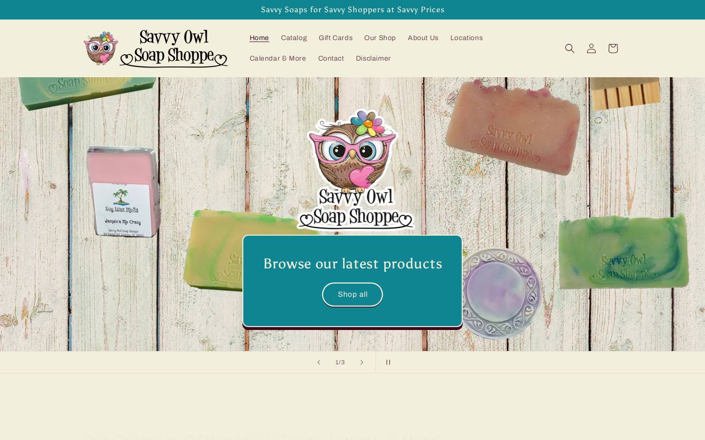savvyowlsoapshoppe.com homepage screenshot