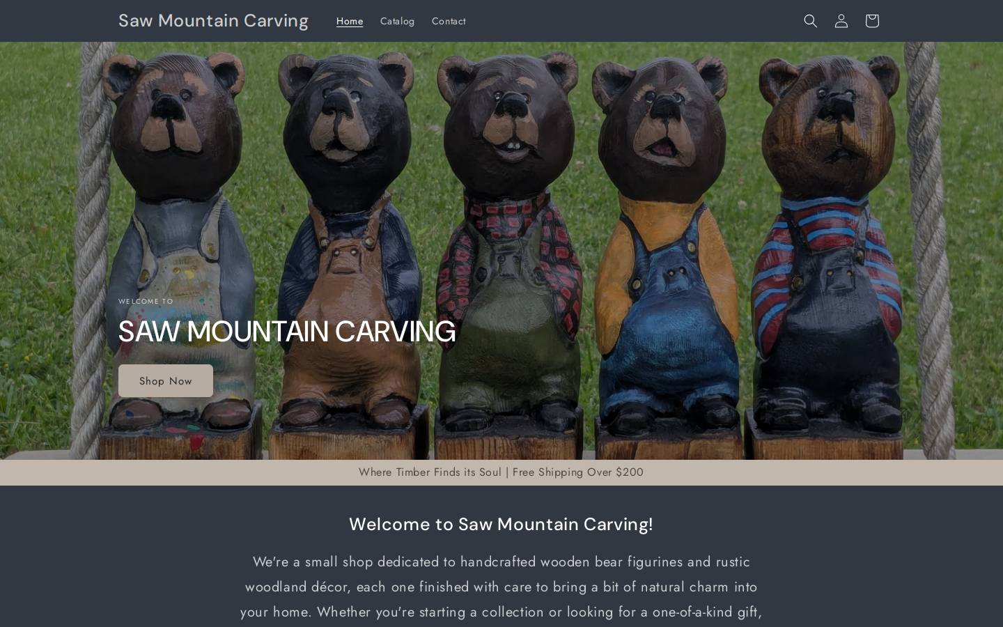 sawmountaincarving.com homepage screenshot