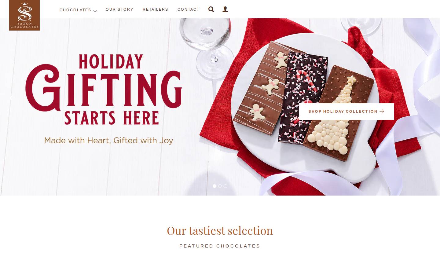 saxonchocolates.com homepage screenshot