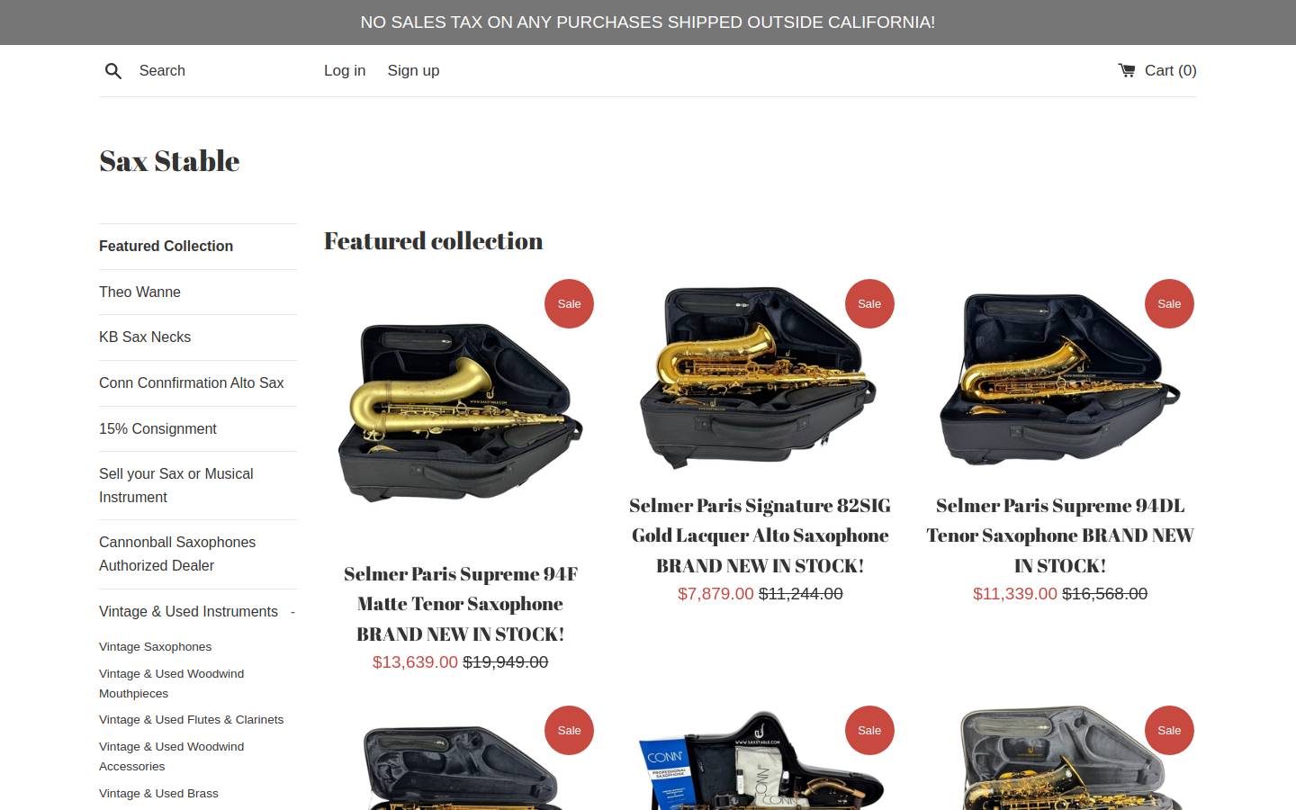 saxstable.com homepage screenshot