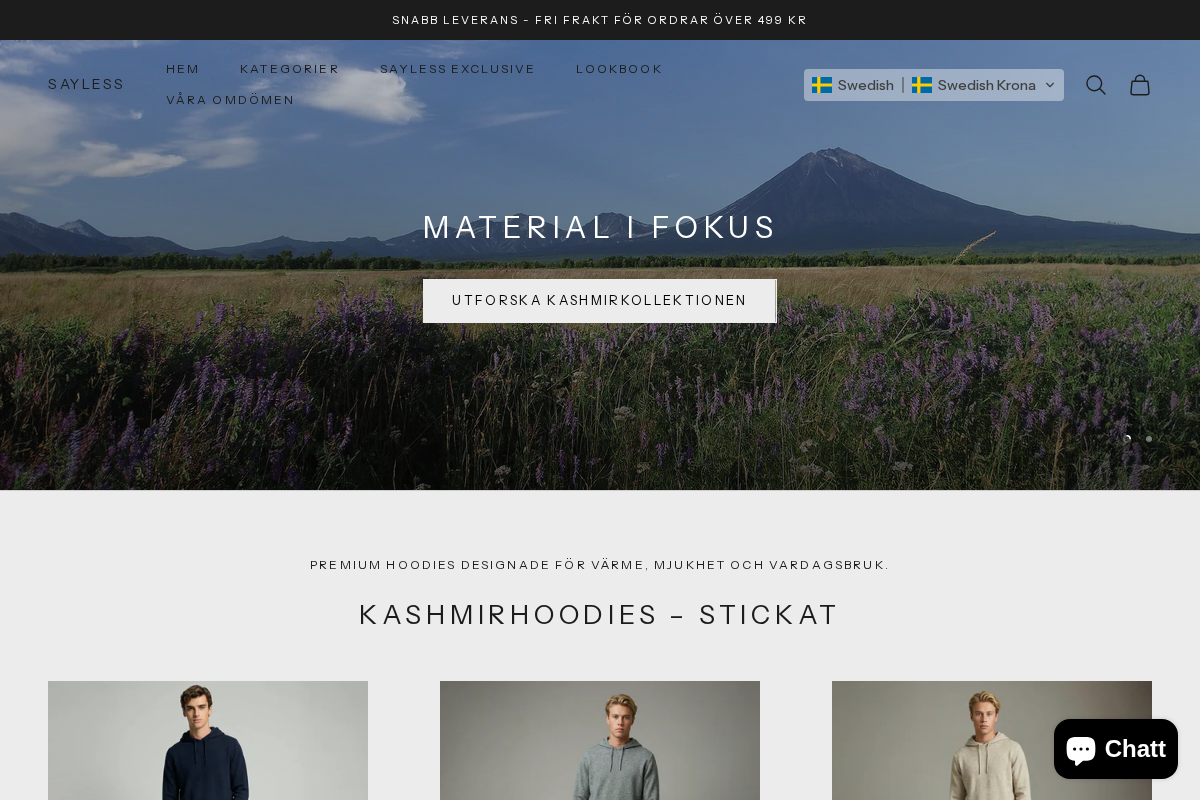 Sayless homepage screenshot