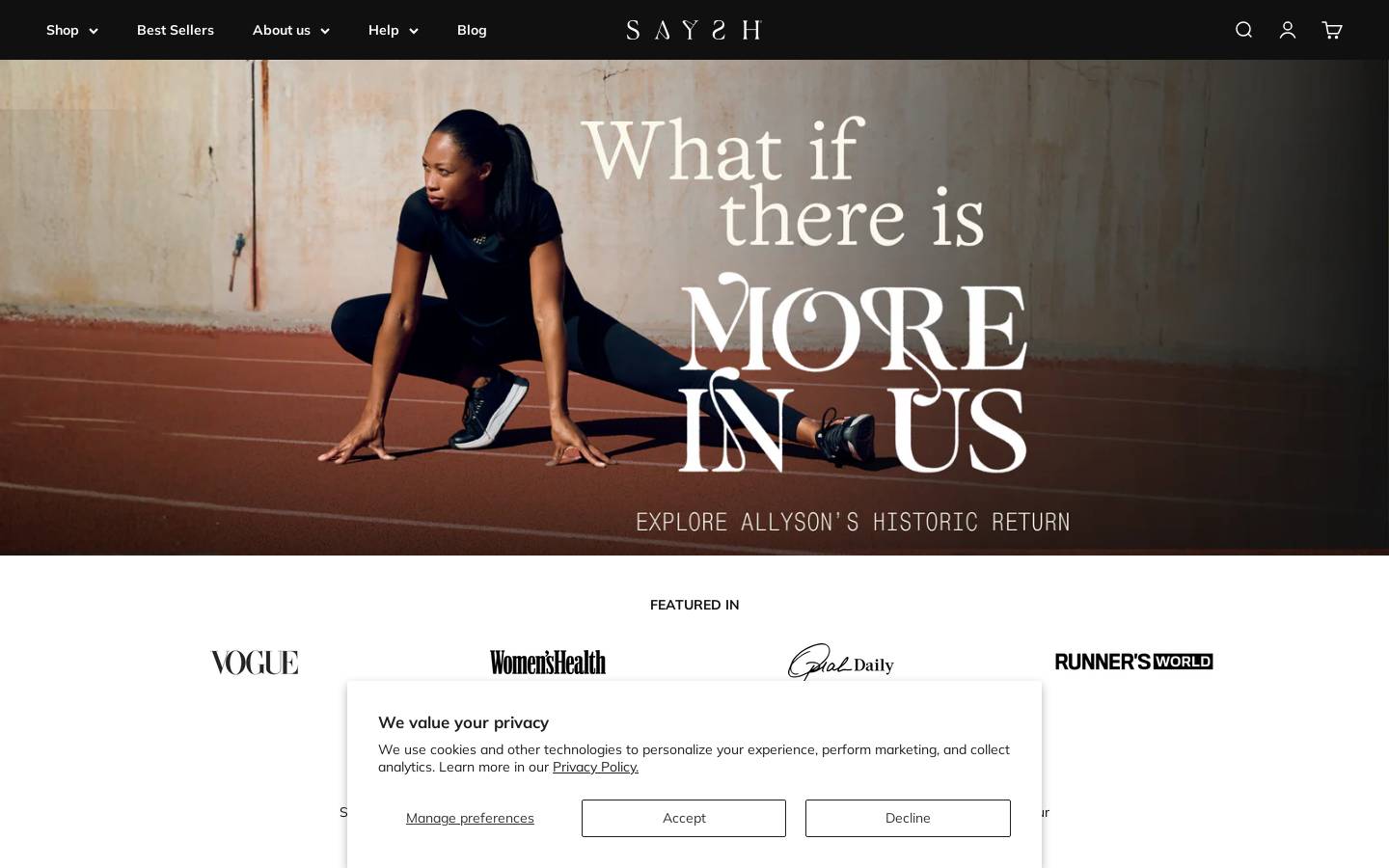 Saysh homepage screenshot