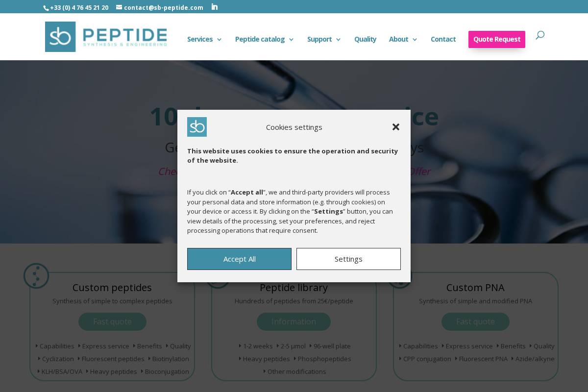 sb-peptide.com homepage screenshot
