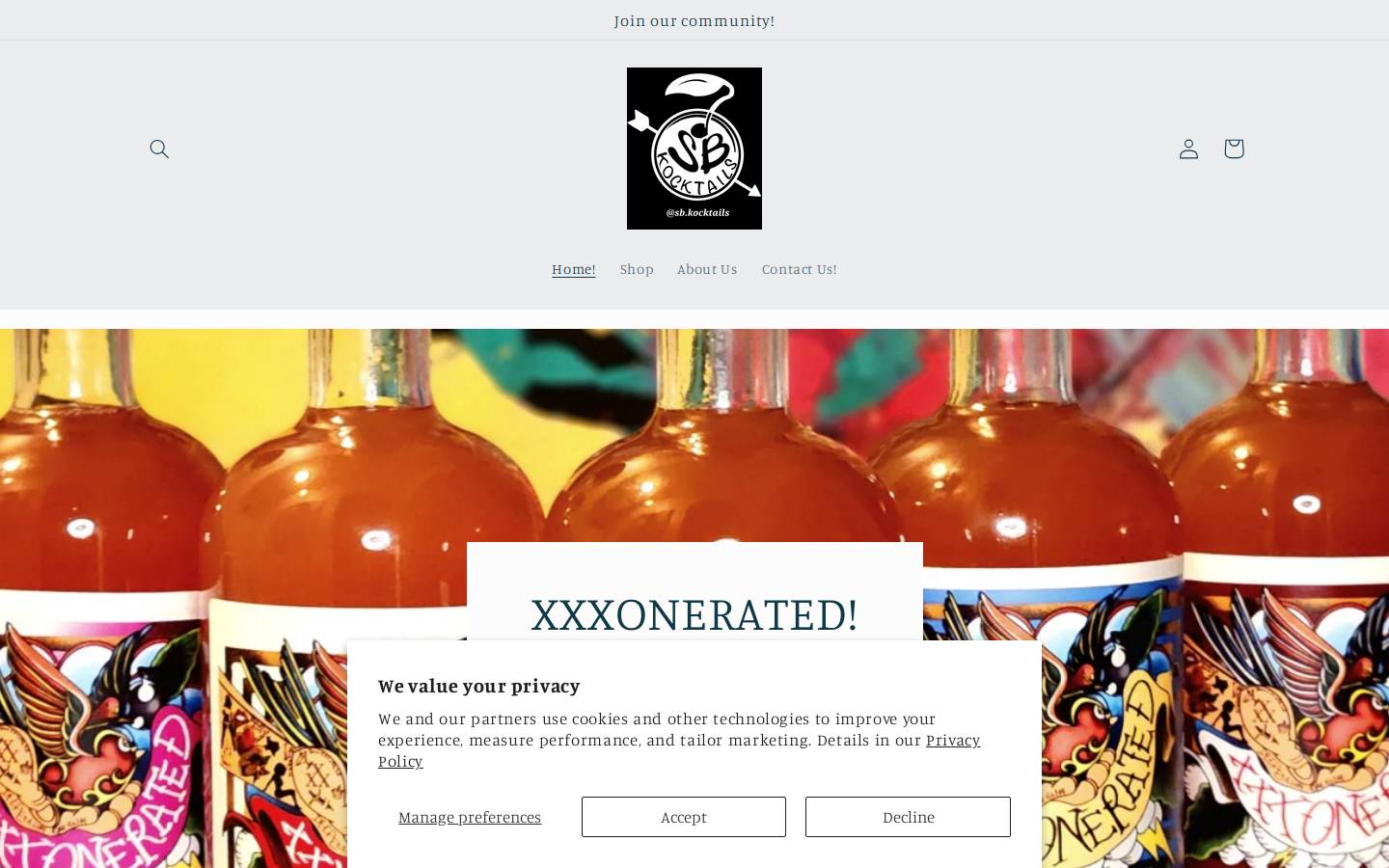 sbkocktails.net homepage screenshot