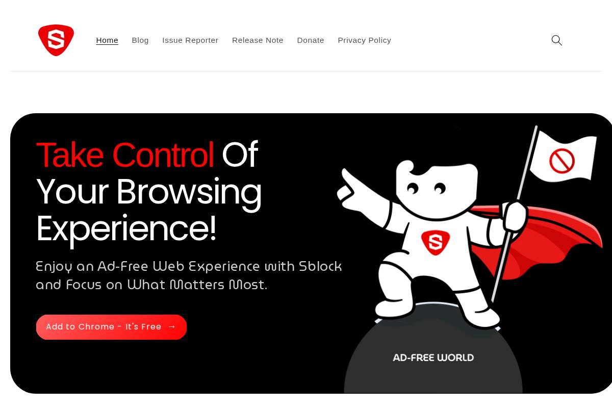 Sblock homepage screenshot