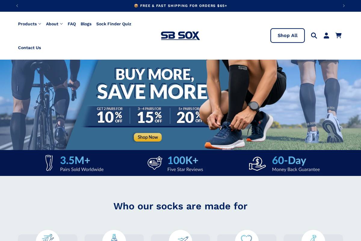 SB SOX homepage screenshot