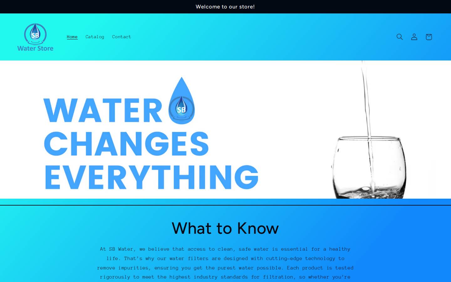 sbwaterstore.com homepage screenshot