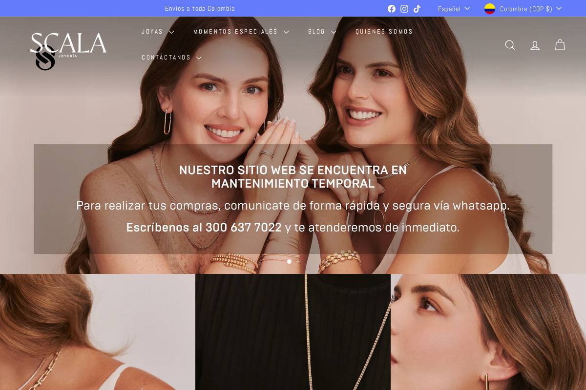 scalajoyeria.com homepage screenshot