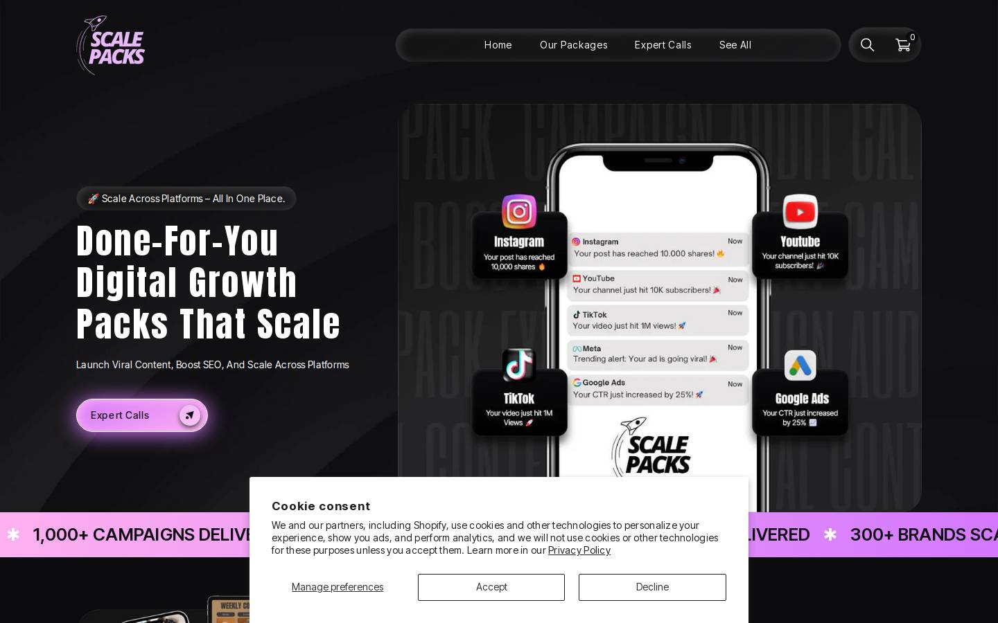 scalepacks.com homepage screenshot