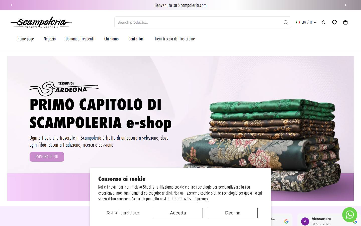 scampoleria.com homepage screenshot