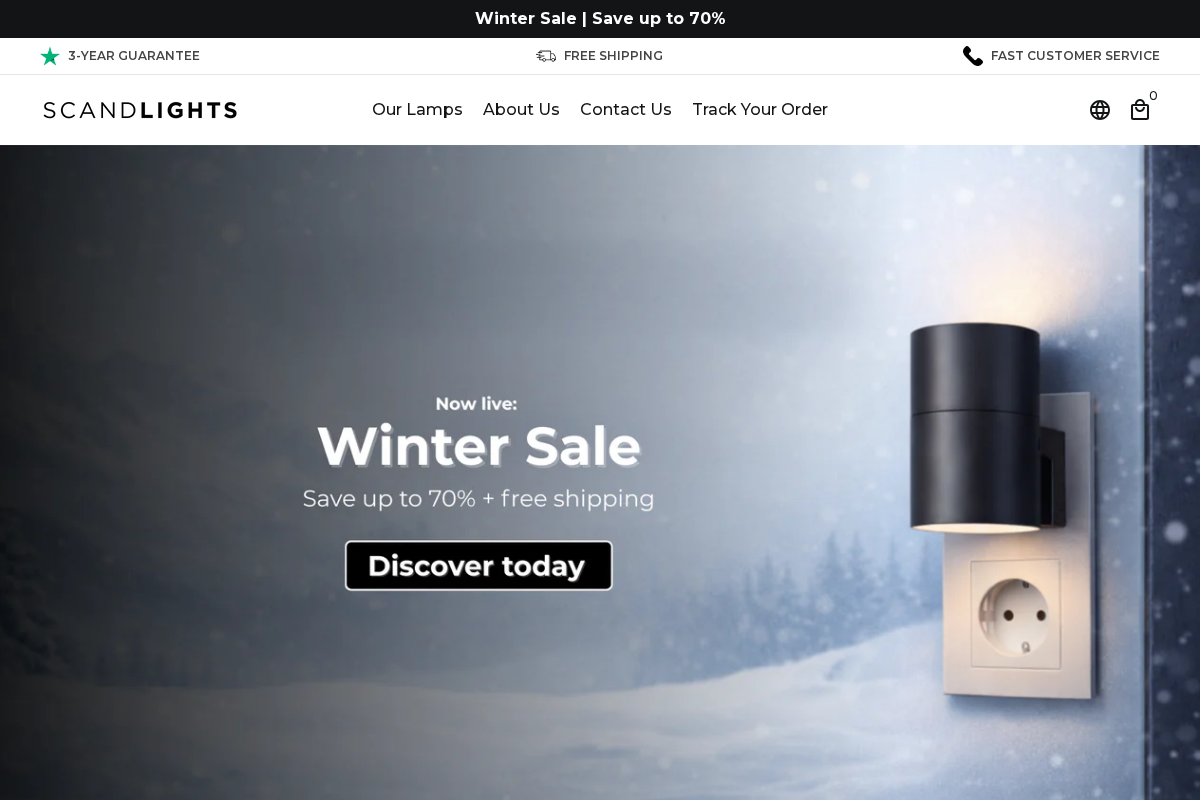 Scand Lights homepage screenshot