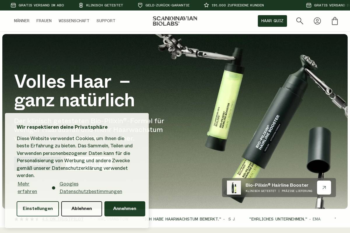 Scandinavian Biolabs homepage screenshot