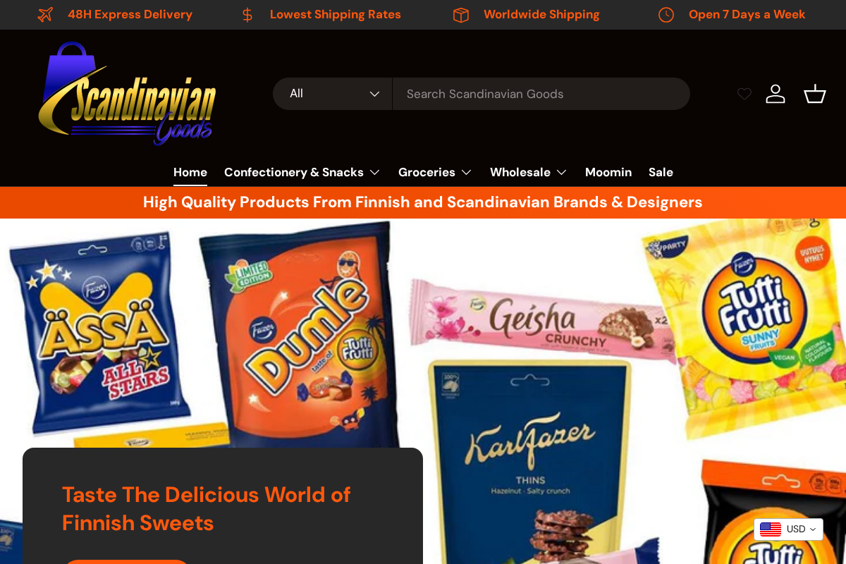 Scandinavian Goods Online Shop homepage screenshot