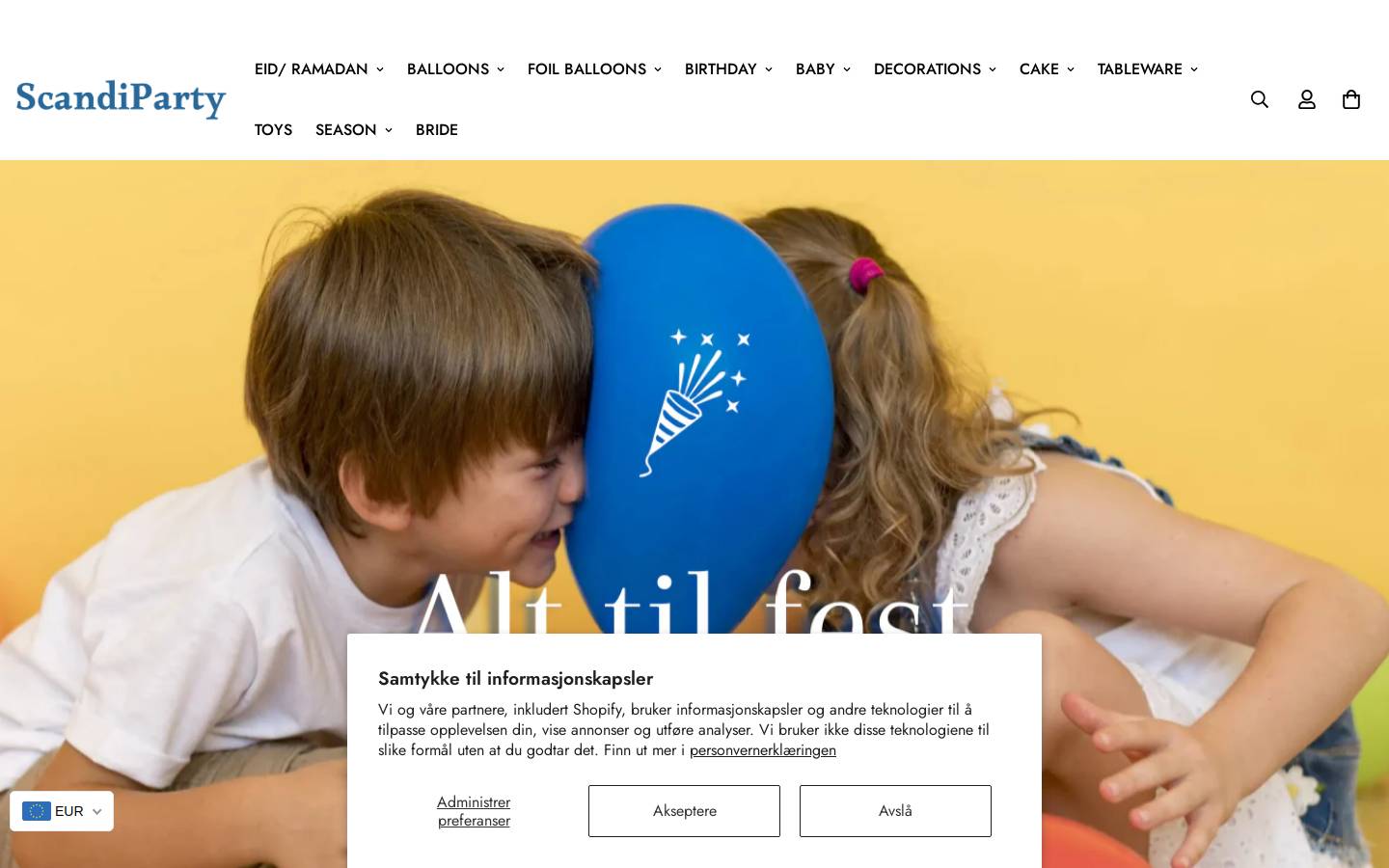 scandiparty.com homepage screenshot