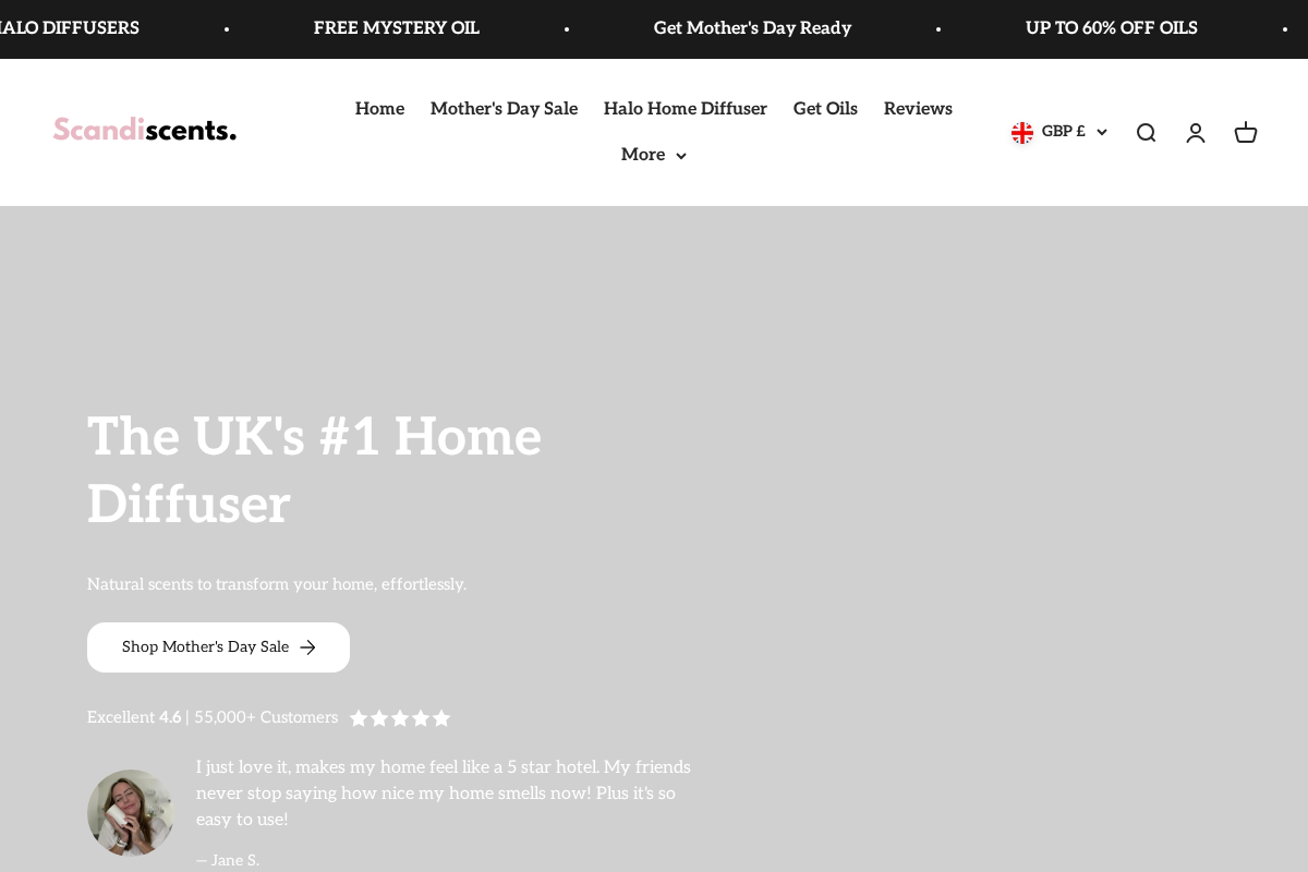 Scandiscents homepage screenshot