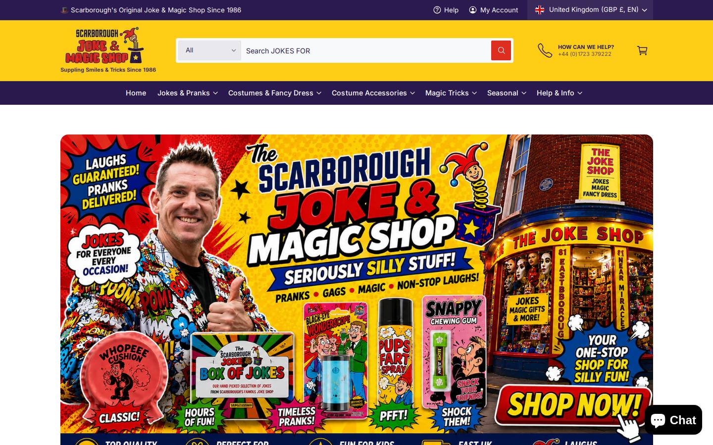 The Scarborough Joke & Magic Shop homepage screenshot