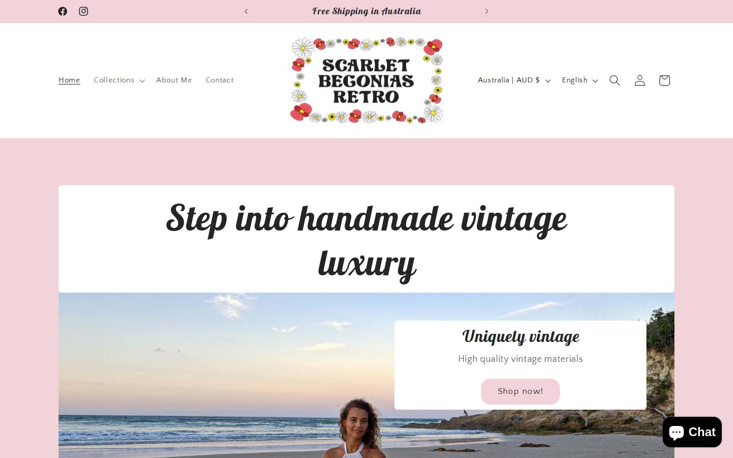 scarletbegoniasretro.com homepage screenshot