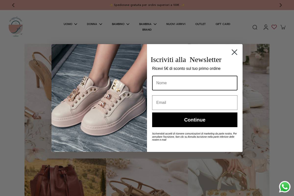 scarpeborseonline.it homepage screenshot
