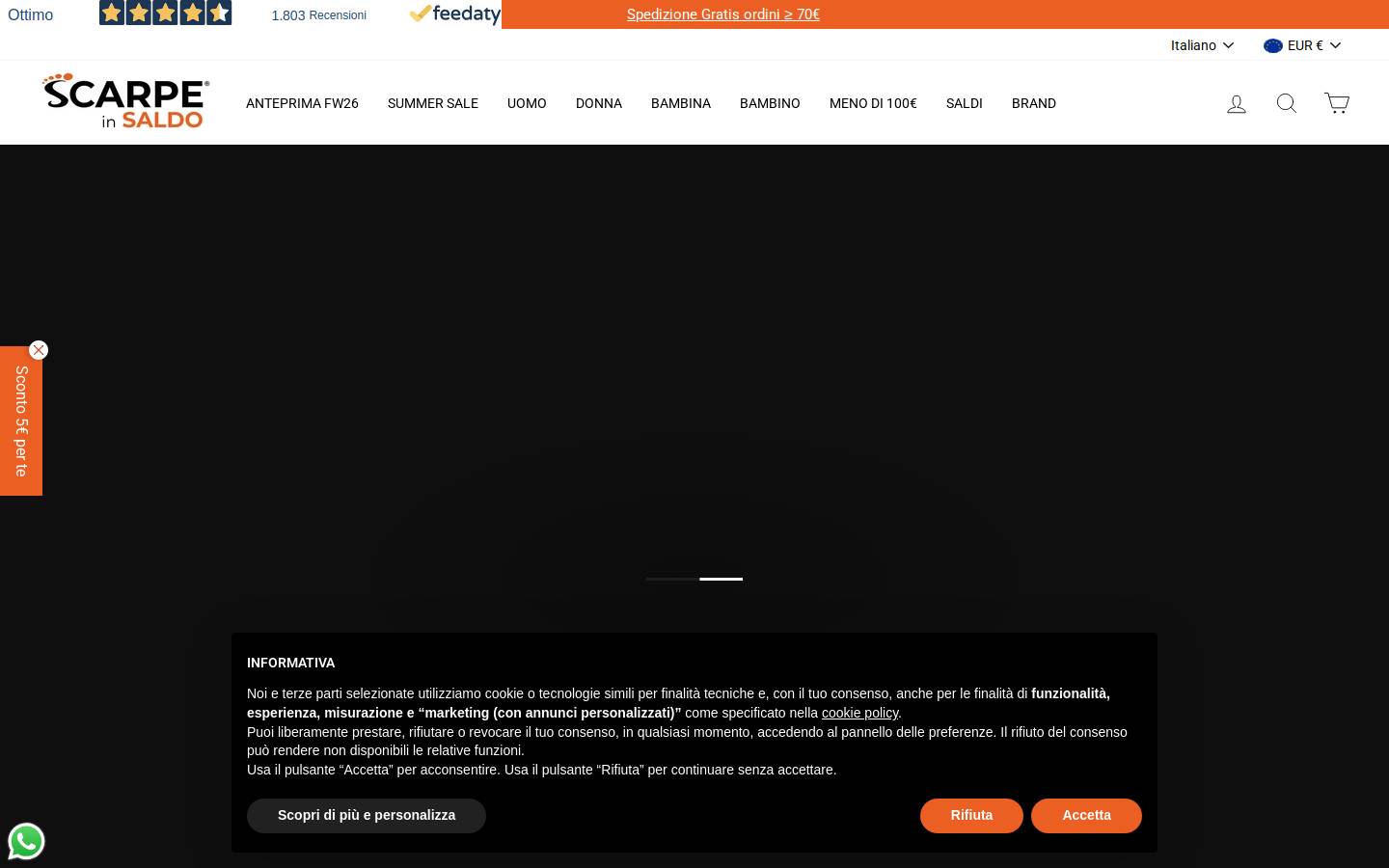 Scarpeinsaldo homepage screenshot