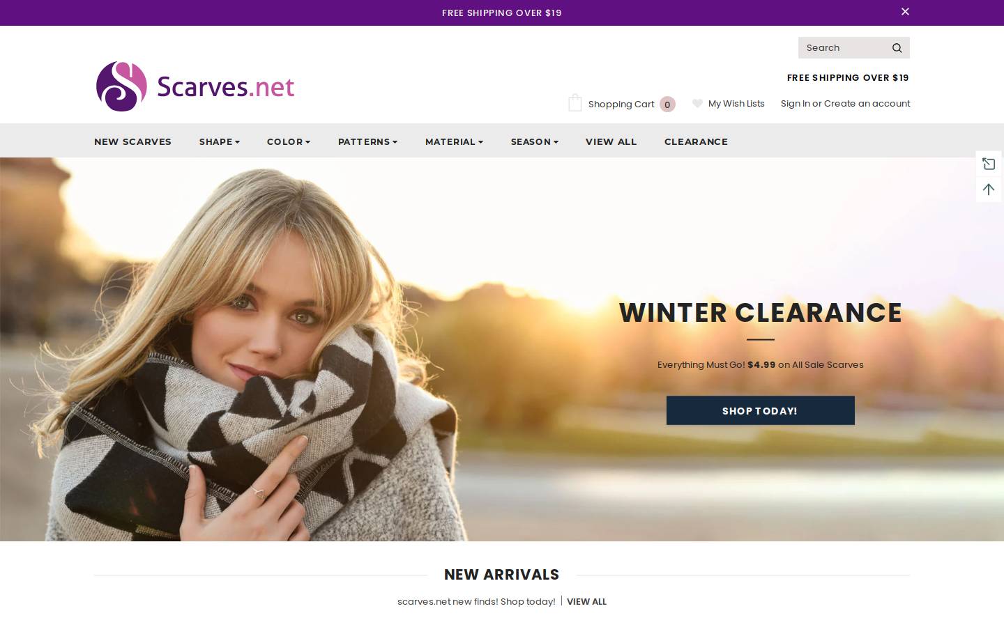 Scarves.net homepage screenshot