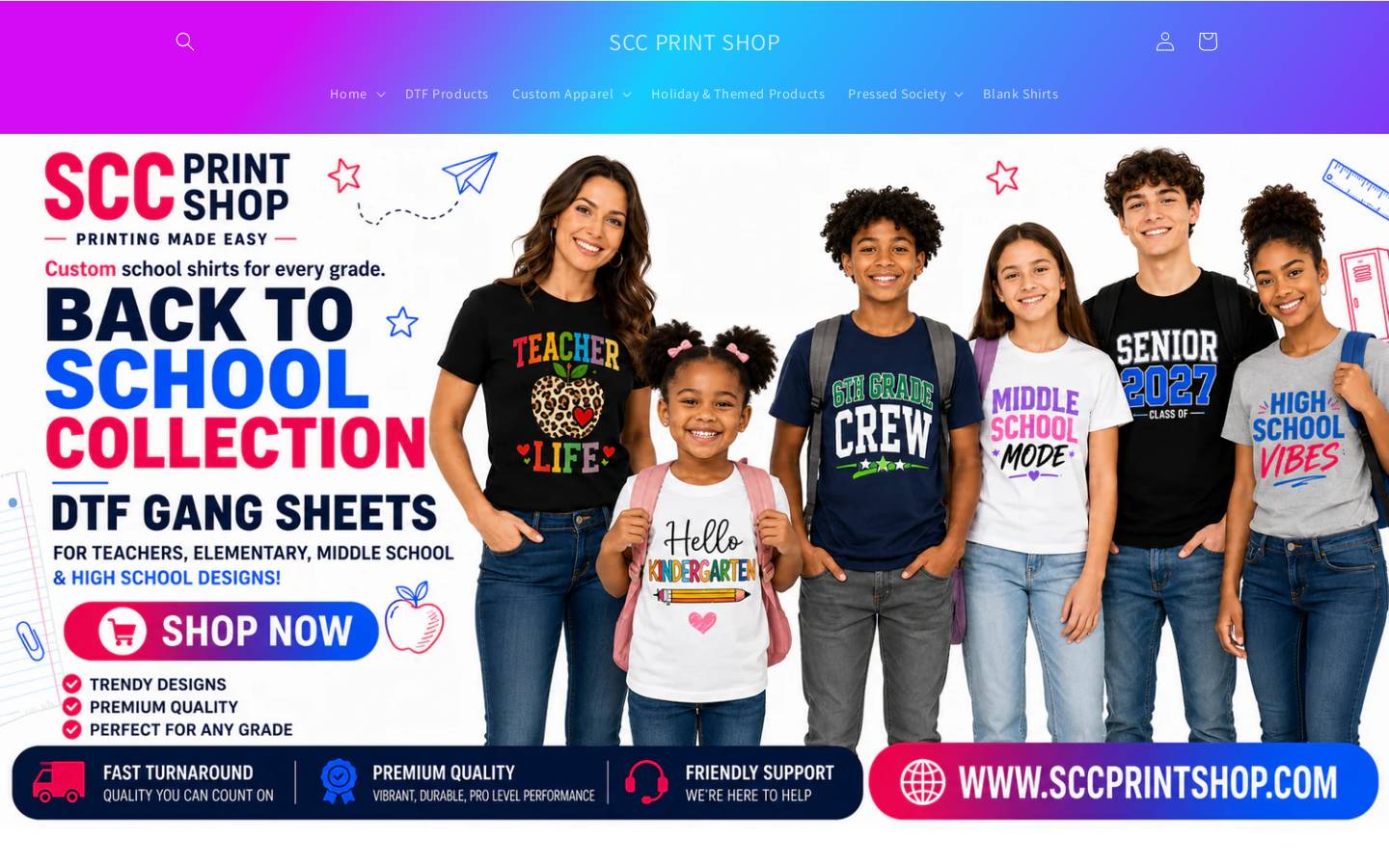 sccprintshop.com homepage screenshot