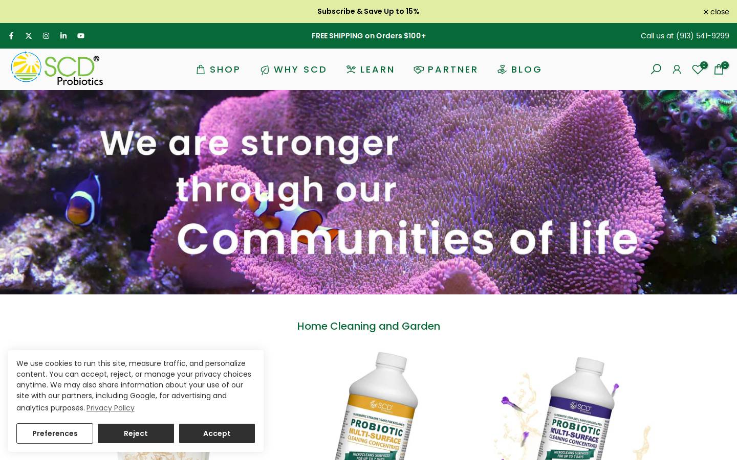 SCD Probiotics homepage screenshot
