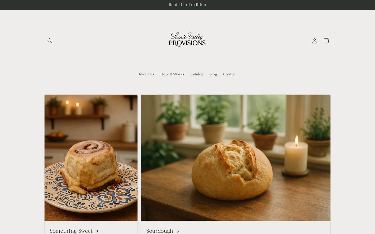 scenicvalleyprovisions.com homepage screenshot