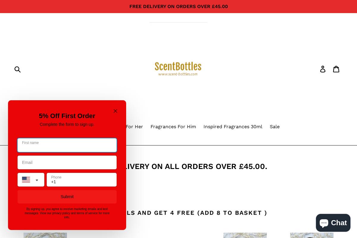 Scent Bottles homepage screenshot