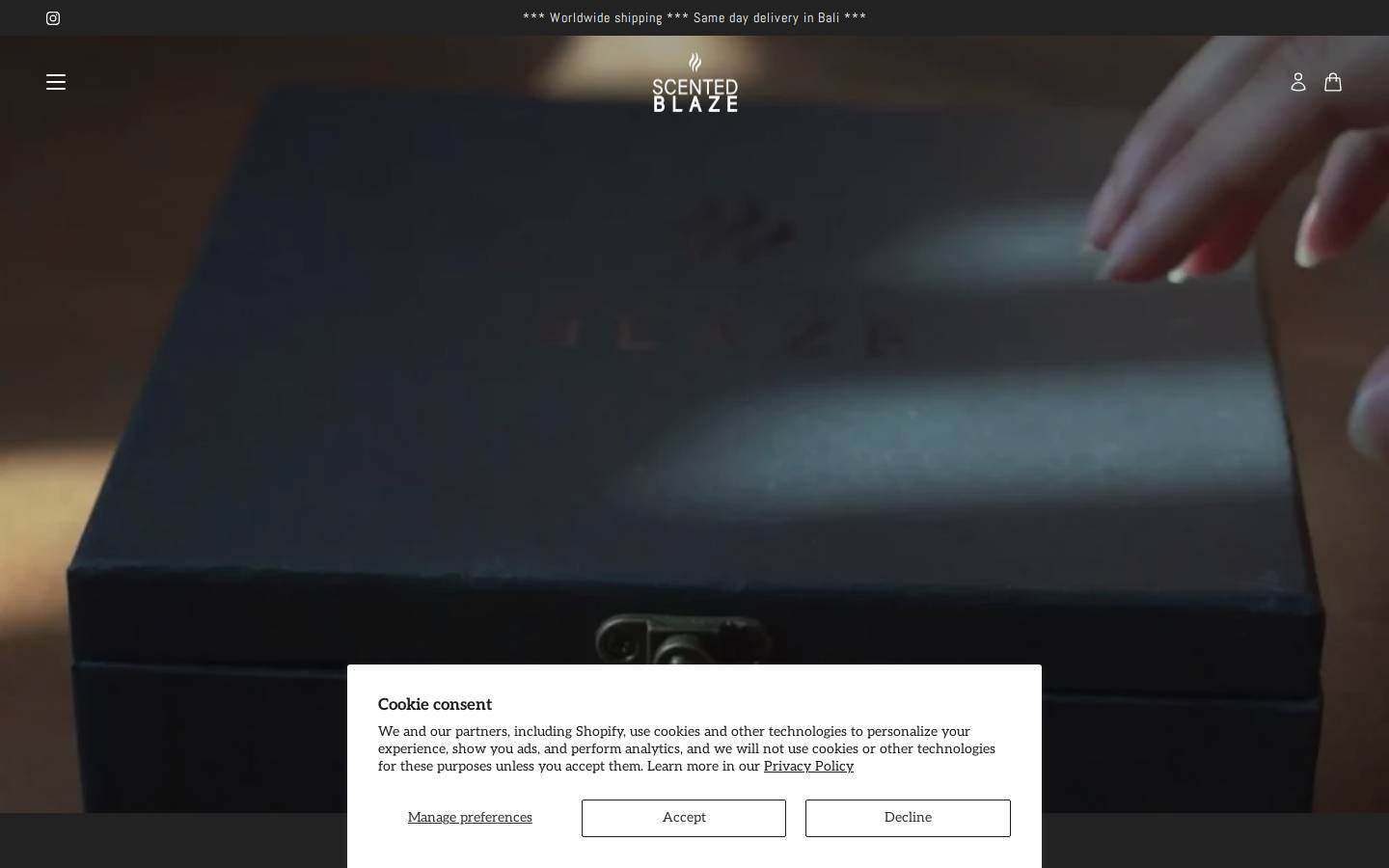 scentedblaze.com homepage screenshot