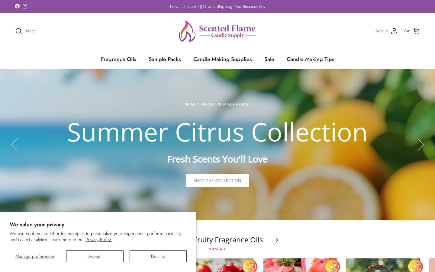 scentedflame.com homepage screenshot
