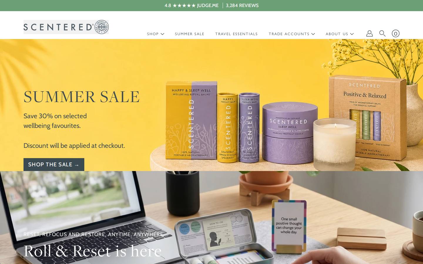 Scentered homepage screenshot