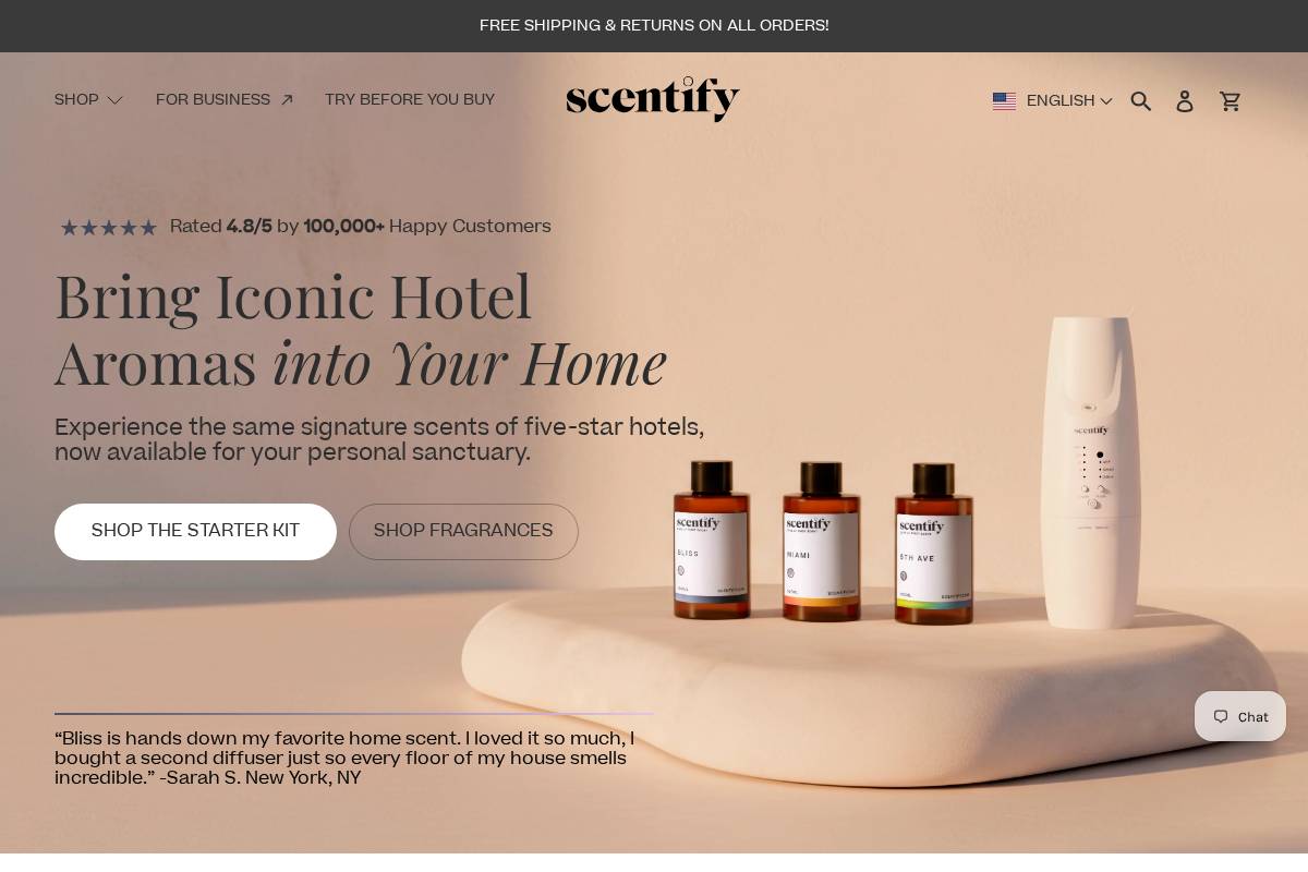 scentifyhome.com homepage screenshot