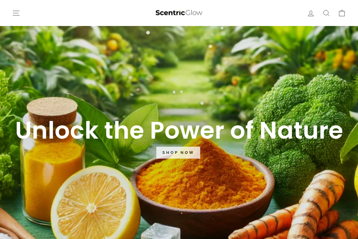 Scentric Glow homepage screenshot