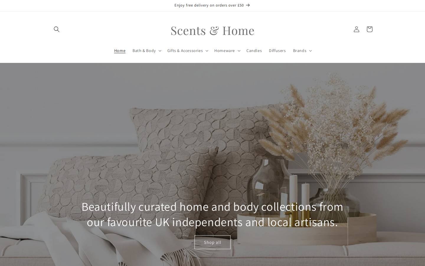 scentsandhome.com homepage screenshot