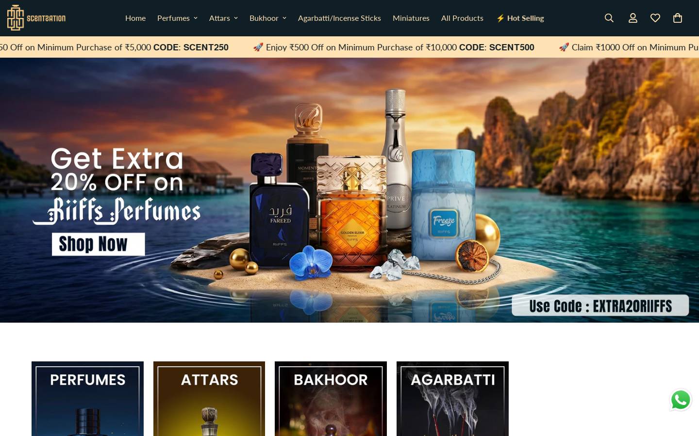scentsationindia.com homepage screenshot